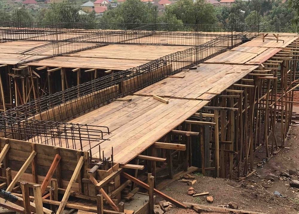 Reinforced concrete formwork and rebar at the new Bright School building