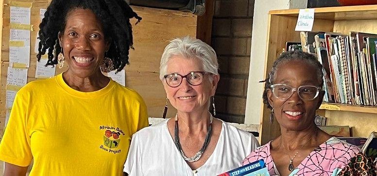 Partners from the African Roots Book Project visiting a TEACH Rwanda library