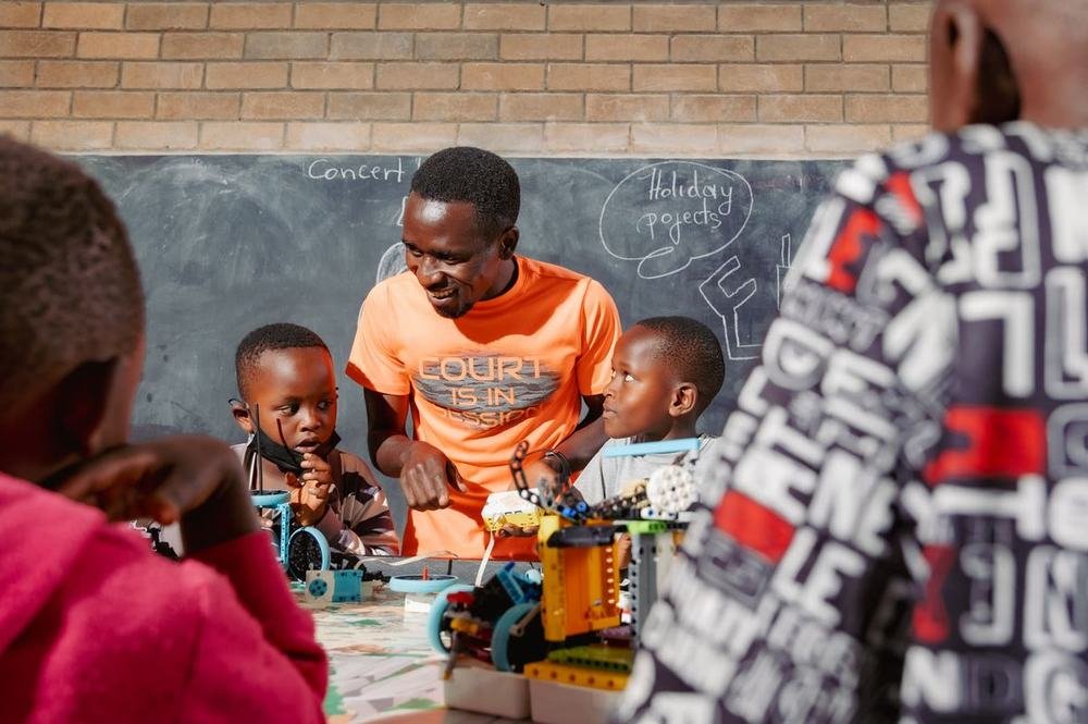 Learners at a robotics holiday programme session
